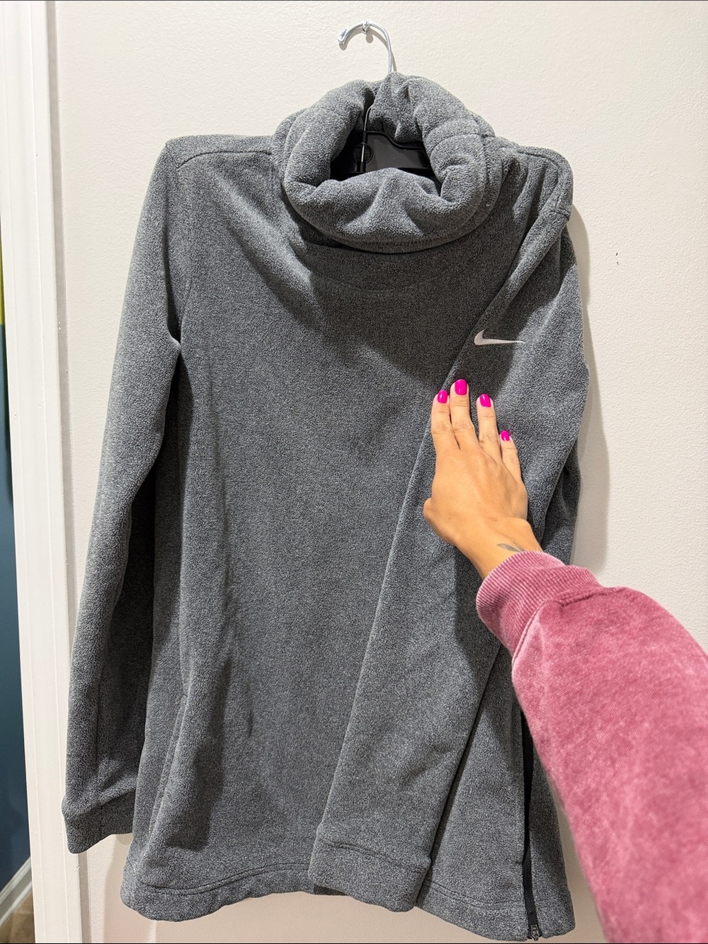 Nike Women’s Charcoal Gray Cowl Neck Fleece Sweater